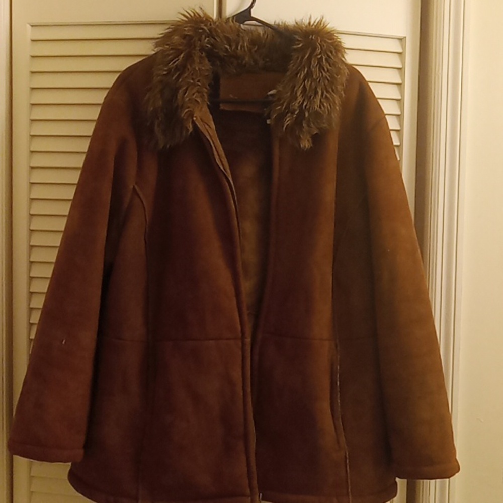 Woman brown suade winter coat